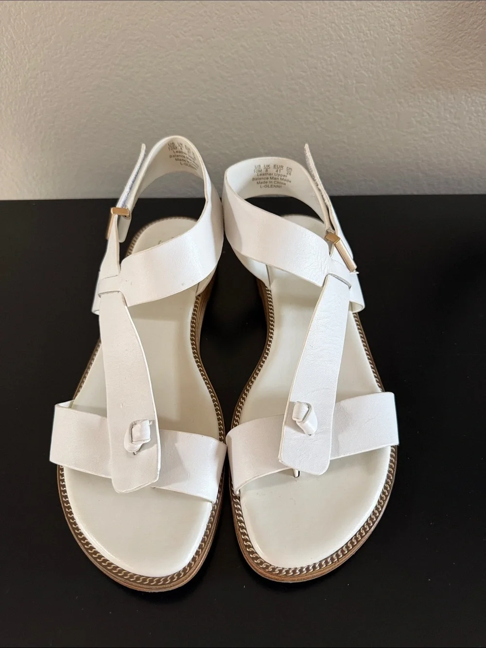 Franco Sarto Glenni White Leather T-Strap Sandals